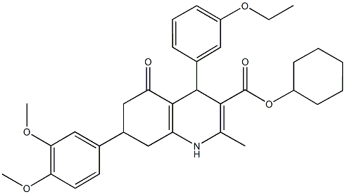 421572-09-0 cyclohexyl 7-(3,4-dimethoxyphenyl)-4-(3-ethoxyphenyl)-2-methyl-5-oxo-1,4,5,6,7,8-hexahydro-3-quinolinecarboxylate