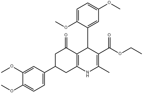 ethyl 4-(2,5-dimethoxyphenyl)-7-(3,4-dimethoxyphenyl)-2-methyl-5-oxo-1,4,5,6,7,8-hexahydro-3-quinolinecarboxylate Struktur