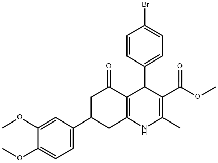 methyl 4-(4-bromophenyl)-7-(3,4-dimethoxyphenyl)-2-methyl-5-oxo-1,4,5,6,7,8-hexahydro-3-quinolinecarboxylate Structure