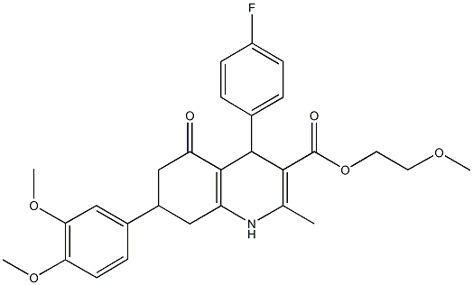 2-methoxyethyl 7-(3,4-dimethoxyphenyl)-4-(4-fluorophenyl)-2-methyl-5-oxo-1,4,5,6,7,8-hexahydro-3-quinolinecarboxylate|