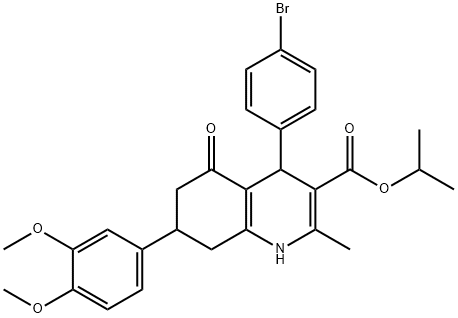 isopropyl 4-(4-bromophenyl)-7-(3,4-dimethoxyphenyl)-2-methyl-5-oxo-1,4,5,6,7,8-hexahydro-3-quinolinecarboxylate Structure