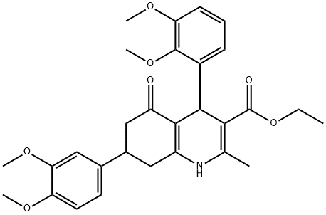 ethyl 4-(2,3-dimethoxyphenyl)-7-(3,4-dimethoxyphenyl)-2-methyl-5-oxo-1,4,5,6,7,8-hexahydro-3-quinolinecarboxylate,421572-86-3,结构式