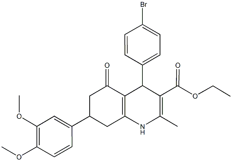 ethyl 4-(4-bromophenyl)-7-(3,4-dimethoxyphenyl)-2-methyl-5-oxo-1,4,5,6,7,8-hexahydro-3-quinolinecarboxylate,421572-92-1,结构式