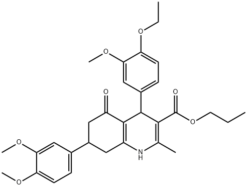 propyl 7-(3,4-dimethoxyphenyl)-4-(4-ethoxy-3-methoxyphenyl)-2-methyl-5-oxo-1,4,5,6,7,8-hexahydro-3-quinolinecarboxylate|