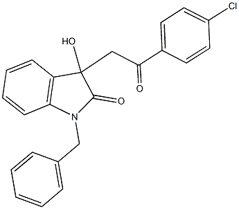 1-benzyl-3-[2-(4-chlorophenyl)-2-oxoethyl]-3-hydroxy-1,3-dihydro-2H-indol-2-one Struktur