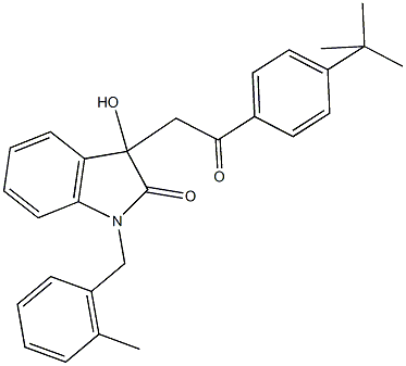 3-[2-(4-tert-butylphenyl)-2-oxoethyl]-3-hydroxy-1-(2-methylbenzyl)-1,3-dihydro-2H-indol-2-one 结构式