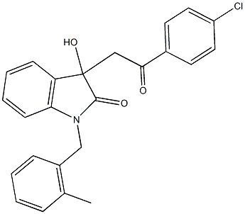 3-[2-(4-chlorophenyl)-2-oxoethyl]-3-hydroxy-1-(2-methylbenzyl)-1,3-dihydro-2H-indol-2-one 结构式