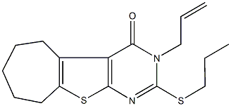 3-allyl-2-(propylsulfanyl)-3,5,6,7,8,9-hexahydro-4H-cyclohepta[4,5]thieno[2,3-d]pyrimidin-4-one,421574-95-0,结构式