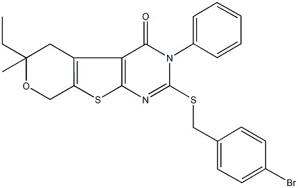 2-[(4-bromobenzyl)sulfanyl]-6-ethyl-6-methyl-3-phenyl-3,5,6,8-tetrahydro-4H-pyrano[4