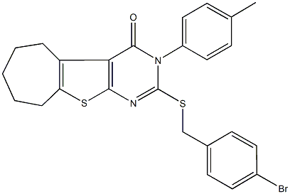 2-[(4-bromobenzyl)sulfanyl]-3-(4-methylphenyl)-3,5,6,7,8,9-hexahydro-4H-cyclohepta[4,5]thieno[2,3-d]pyrimidin-4-one Structure