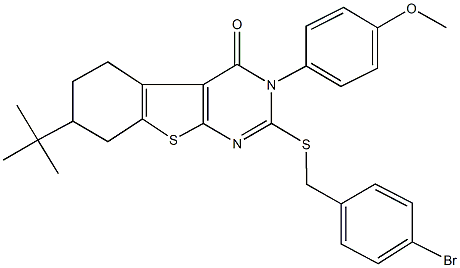 2-[(4-bromobenzyl)sulfanyl]-7-tert-butyl-3-(4-methoxyphenyl)-5,6,7,8-tetrahydro[1]benzothieno[2,3-d]pyrimidin-4(3H)-one Structure