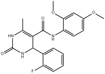 N-(2,4-dimethoxyphenyl)-4-(2-fluorophenyl)-6-methyl-2-oxo-1,2,3,4-tetrahydro-5-pyrimidinecarboxamide 化学構造式