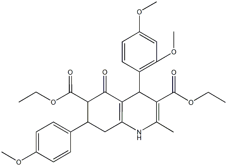 diethyl 4-(2,4-dimethoxyphenyl)-7-(4-methoxyphenyl)-2-methyl-5-oxo-1,4,5,6,7,8-hexahydro-3,6-quinolinedicarboxylate 结构式