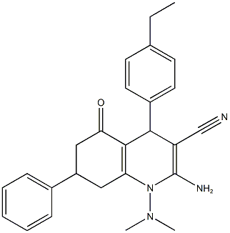 2-amino-1-(dimethylamino)-4-(4-ethylphenyl)-5-oxo-7-phenyl-1,4,5,6,7,8-hexahydro-3-quinolinecarbonitrile Structure