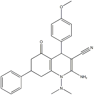 2-amino-1-(dimethylamino)-4-(4-methoxyphenyl)-5-oxo-7-phenyl-1,4,5,6,7,8-hexahydro-3-quinolinecarbonitrile Structure