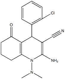 2-amino-4-(2-chlorophenyl)-1-(dimethylamino)-5-oxo-1,4,5,6,7,8-hexahydro-3-quinolinecarbonitrile,421577-53-9,结构式