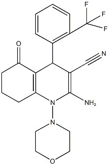 2-amino-1-(4-morpholinyl)-5-oxo-4-[2-(trifluoromethyl)phenyl]-1,4,5,6,7,8-hexahydro-3-quinolinecarbonitrile Structure