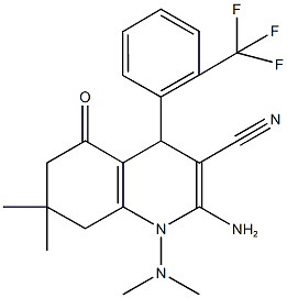 2-amino-1-(dimethylamino)-7,7-dimethyl-5-oxo-4-[2-(trifluoromethyl)phenyl]-1,4,5,6,7,8-hexahydro-3-quinolinecarbonitrile|