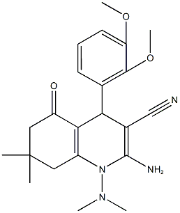 2-amino-4-(2,3-dimethoxyphenyl)-1-(dimethylamino)-7,7-dimethyl-5-oxo-1,4,5,6,7,8-hexahydro-3-quinolinecarbonitrile,421577-63-1,结构式