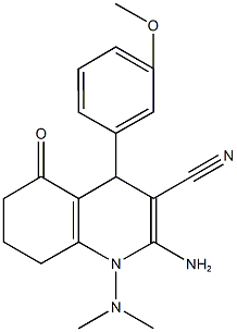 2-amino-1-(dimethylamino)-4-(3-methoxyphenyl)-5-oxo-1,4,5,6,7,8-hexahydro-3-quinolinecarbonitrile 化学構造式