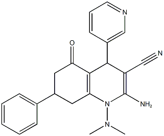 2-amino-1-(dimethylamino)-5-oxo-7-phenyl-4-(3-pyridinyl)-1,4,5,6,7,8-hexahydro-3-quinolinecarbonitrile Structure