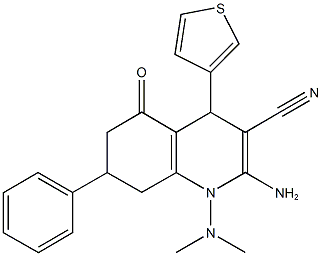 2-amino-1-(dimethylamino)-5-oxo-7-phenyl-4-(3-thienyl)-1,4,5,6,7,8-hexahydro-3-quinolinecarbonitrile Structure