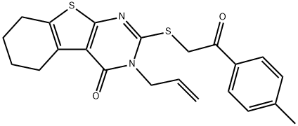 3-allyl-2-{[2-(4-methylphenyl)-2-oxoethyl]sulfanyl}-5,6,7,8-tetrahydro[1]benzothieno[2,3-d]pyrimidin-4(3H)-one 结构式