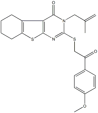 2-{[2-(4-methoxyphenyl)-2-oxoethyl]sulfanyl}-3-(2-methyl-2-propenyl)-5,6,7,8-tetrahydro[1]benzothieno[2,3-d]pyrimidin-4(3H)-one,421578-03-2,结构式