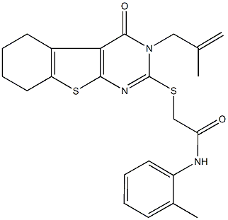 N-(2-methylphenyl)-2-{[3-(2-methyl-2-propenyl)-4-oxo-3,4,5,6,7,8-hexahydro[1]benzothieno[2,3-d]pyrimidin-2-yl]sulfanyl}acetamide Structure