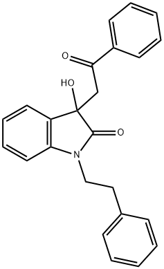 3-hydroxy-3-(2-oxo-2-phenylethyl)-1-(2-phenylethyl)-1,3-dihydro-2H-indol-2-one Structure