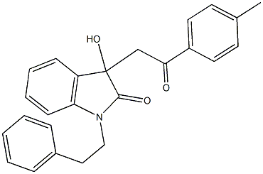 3-hydroxy-3-[2-(4-methylphenyl)-2-oxoethyl]-1-(2-phenylethyl)-1,3-dihydro-2H-indol-2-one,421578-94-1,结构式
