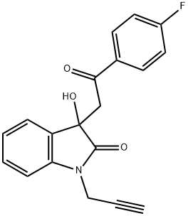 3-[2-(4-fluorophenyl)-2-oxoethyl]-3-hydroxy-1-(2-propynyl)-1,3-dihydro-2H-indol-2-one Struktur