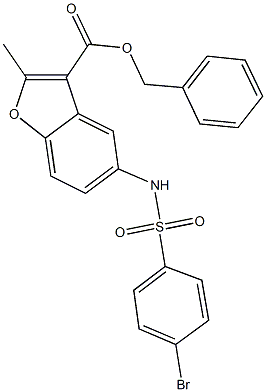 benzyl 5-{[(4-bromophenyl)sulfonyl]amino}-2-methyl-1-benzofuran-3-carboxylate 结构式