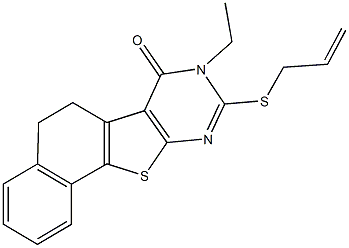 9-(allylsulfanyl)-8-ethyl-5,8-dihydronaphtho[2',1':4,5]thieno[2,3-d]pyrimidin-7(6H)-one 化学構造式