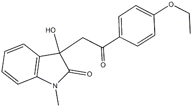 3-[2-(4-ethoxyphenyl)-2-oxoethyl]-3-hydroxy-1-methyl-1,3-dihydro-2H-indol-2-one 化学構造式