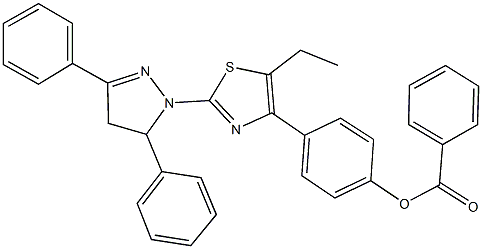 4-[2-(3,5-diphenyl-4,5-dihydro-1H-pyrazol-1-yl)-5-ethyl-1,3-thiazol-4-yl]phenyl benzoate 结构式