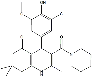 423137-10-4 4-(3-chloro-4-hydroxy-5-methoxyphenyl)-2,7,7-trimethyl-3-(1-piperidinylcarbonyl)-4,6,7,8-tetrahydro-5(1H)-quinolinone