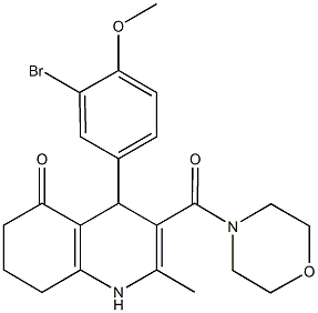 4-(3-bromo-4-methoxyphenyl)-2-methyl-3-(4-morpholinylcarbonyl)-4,6,7,8-tetrahydro-5(1H)-quinolinone Structure