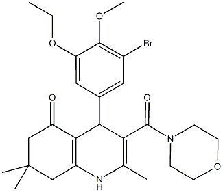 4-(3-bromo-5-ethoxy-4-methoxyphenyl)-2,7,7-trimethyl-3-(4-morpholinylcarbonyl)-4,6,7,8-tetrahydro-5(1H)-quinolinone Struktur