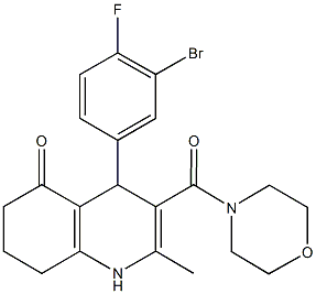 4-(3-bromo-4-fluorophenyl)-2-methyl-3-(4-morpholinylcarbonyl)-4,6,7,8-tetrahydro-5(1H)-quinolinone,423139-58-6,结构式