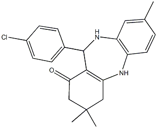 11-(4-chlorophenyl)-3,3,8-trimethyl-2,3,4,5,10,11-hexahydro-1H-dibenzo[b,e][1,4]diazepin-1-one Struktur