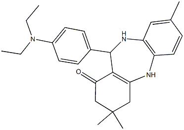 11-[4-(diethylamino)phenyl]-3,3,8-trimethyl-2,3,4,5,10,11-hexahydro-1H-dibenzo[b,e][1,4]diazepin-1-one,423154-90-9,结构式