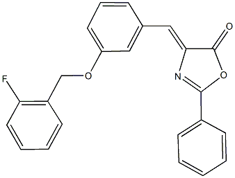 4-{3-[(2-fluorobenzyl)oxy]benzylidene}-2-phenyl-1,3-oxazol-5(4H)-one Struktur