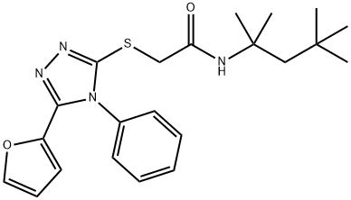 2-{[5-(2-furyl)-4-phenyl-4H-1,2,4-triazol-3-yl]sulfanyl}-N-(1,1,3,3-tetramethylbutyl)acetamide Structure