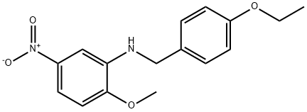 N-(4-ethoxybenzyl)-2-methoxy-5-nitroaniline Struktur