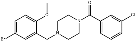 4-bromo-2-{[4-(3-chlorobenzoyl)-1-piperazinyl]methyl}phenyl methyl ether,423747-87-9,结构式