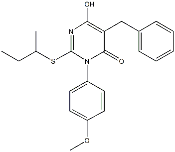 5-benzyl-2-(sec-butylsulfanyl)-6-hydroxy-3-(4-methoxyphenyl)-4(3H)-pyrimidinone Structure