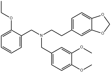 N-[2-(1,3-benzodioxol-5-yl)ethyl]-N-(3,4-dimethoxybenzyl)-N-(2-ethoxybenzyl)amine 结构式