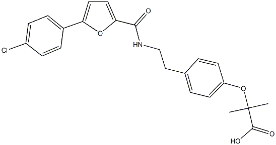 2-[4-(2-{[5-(4-chlorophenyl)-2-furoyl]amino}ethyl)phenoxy]-2-methylpropanoic acid 化学構造式