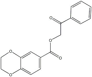 2-oxo-2-phenylethyl 2,3-dihydro-1,4-benzodioxine-6-carboxylate Struktur